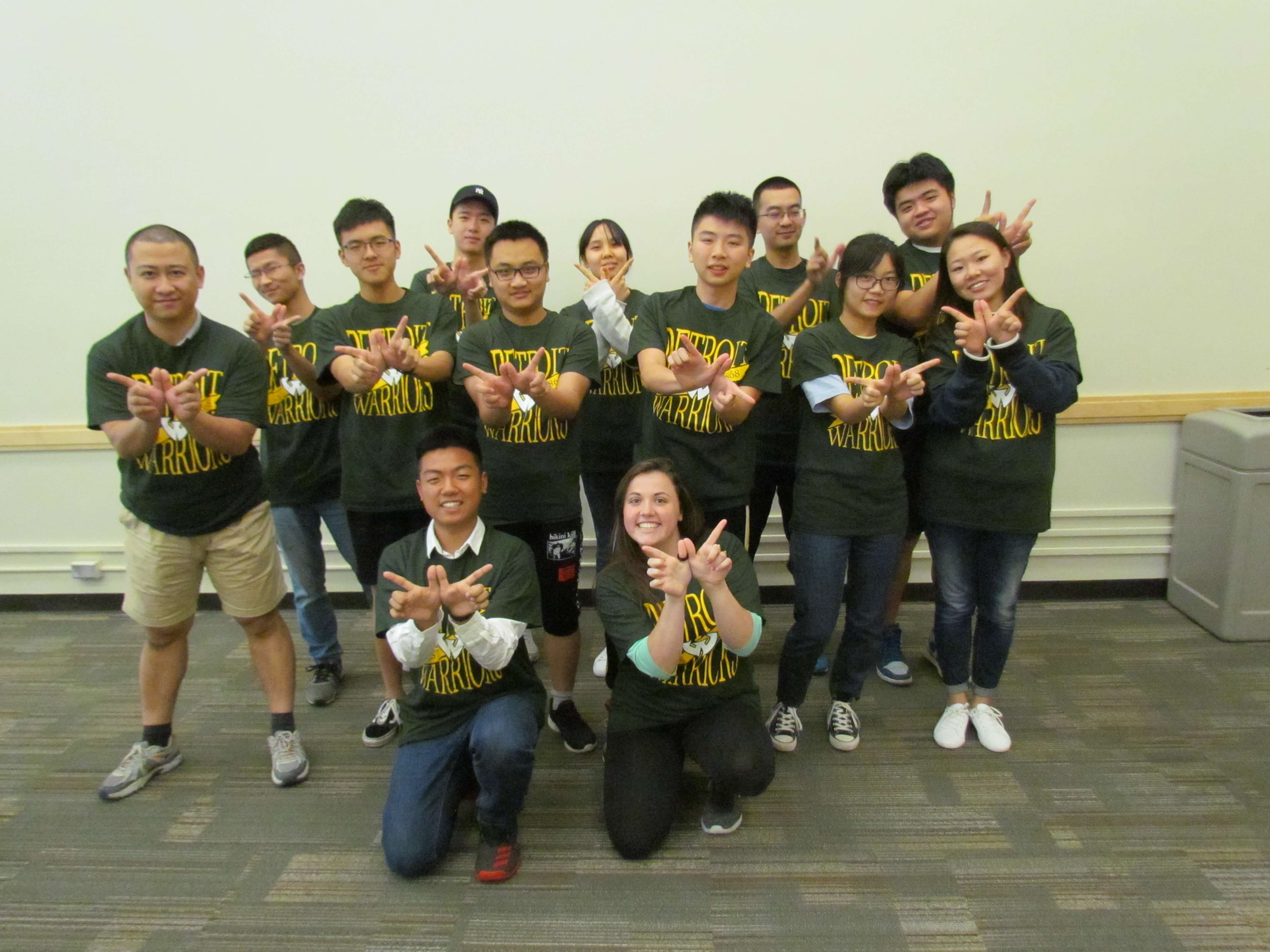 group of chinese exchange students posing